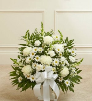 Heartfelt Floor Basket  All White Funeral Basket 