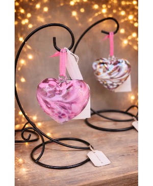 Blown Glass Heart on a Stand 