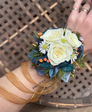 Blue and Gold Corsage