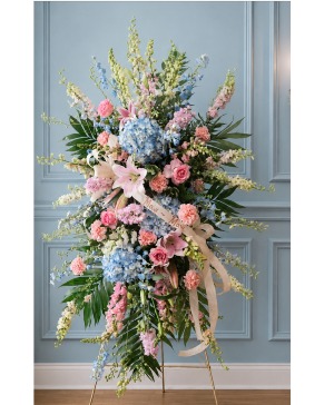 Blue and Pink Extraordinaire  Standing spray 