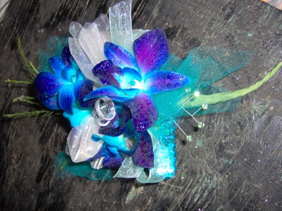 Blue and Turquoise  Prom Corsage