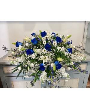 Blue and White Casket Saddle  Casket Saddle 