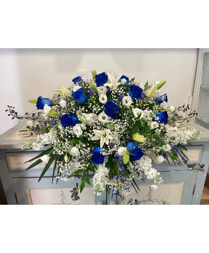 Blue and White Casket Saddle  Casket Saddle 