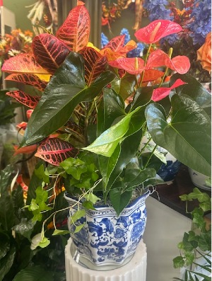 blue and white ceramic planter chinoiserie planter pot