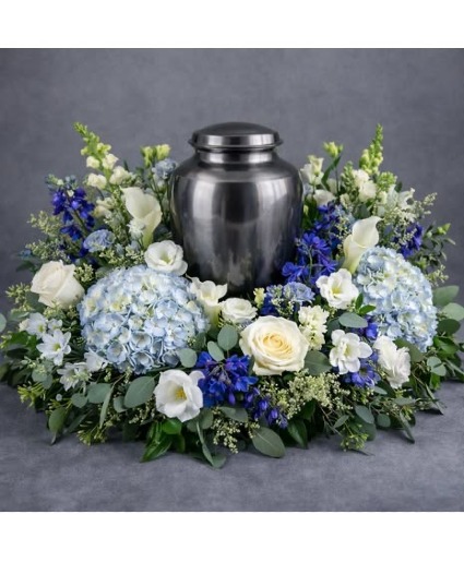 Blue and White cremation piece 