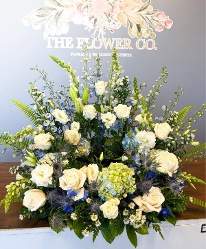 Blue and White Cremation Wreath 