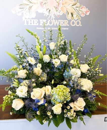 Blue and White Cremation Wreath 