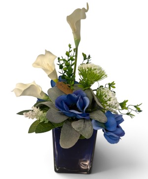 Blue and White Cube SILK Arrangement 
