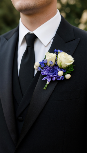 Blue and White Dazzling Pocket Boutounierre