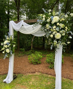 Blue and White Event Arch