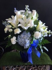 Blue and white floral bouquet 
