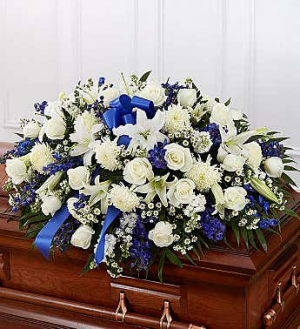 Blue and White Half Casket Cover 