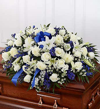 Blue and White Half Casket Cover 
