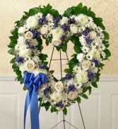 Blue and White Heart On Stand