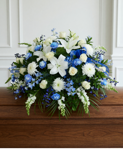 Blue Memories Casket Spray