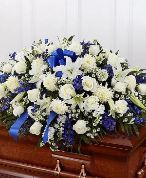 Blue and White Mixed half casket cover 1800-Flowers