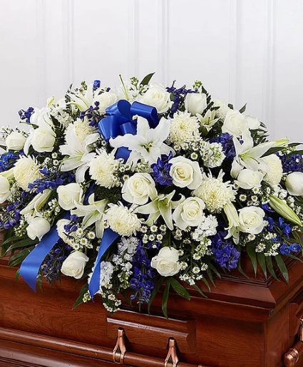 Blue and White Mixed half casket cover 1800-Flowers