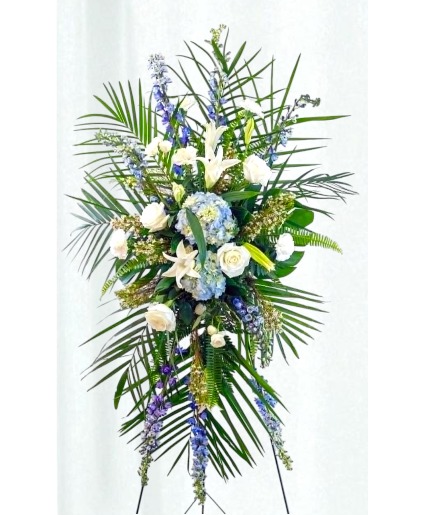 Loving: Blue and White Standing Spray