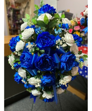 Blue and White Standing Spray Artificial Design