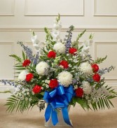 BLUE AND WHITE SYMPATHY FLOOR BASKET 