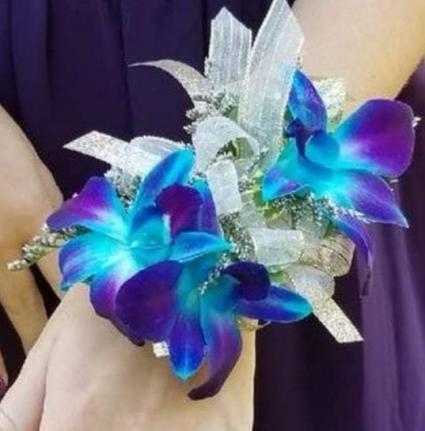 BLUE BOM ORCHID CORSAGE 