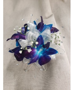 BLUE BOM ORCHID WRIST CORSAGE CORSAGE