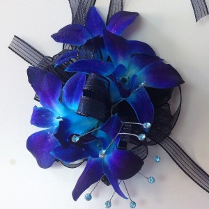Blue Bombshell Wrist Corsage