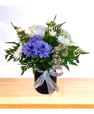 Blue Buckle Vase Arrangement