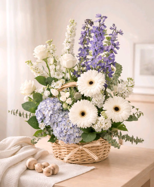  BLUE BUNDLES OF JOY Basket Arrangement