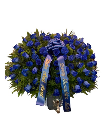 All Blue  Roses Casket 