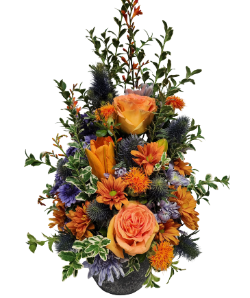 Blue Crush Container Arrangement in Invermere, BC | INSPIRE FLORAL BOUTIQUE