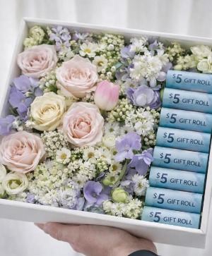 Florals With Cash Gift Box  