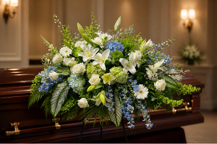 Blue for my Love Casket spray