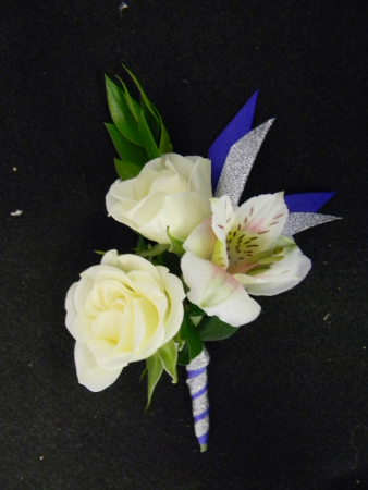 Blue Glitter Boutonniere