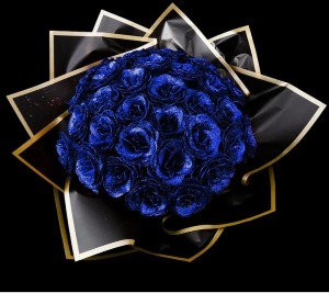 Blue Glitter Roses Wrapped 