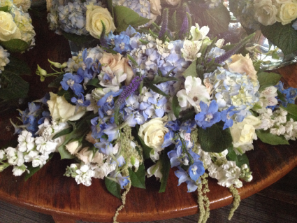 Blue Head Table Arrangement Blue & White Head Table centerpiece