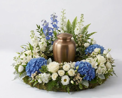 Blue Hydrangea Remembrance Wreath 