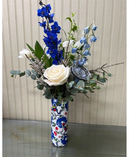 Blue Jay Fan cup with Florals 