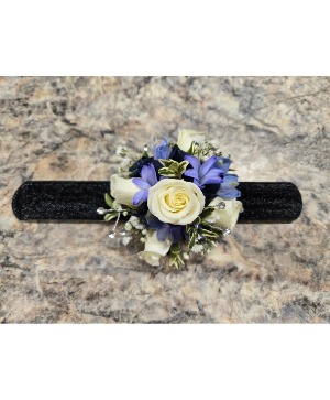Blue On Black Corsage