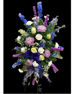 Blue , Purple, & white Spray Standing Spray
