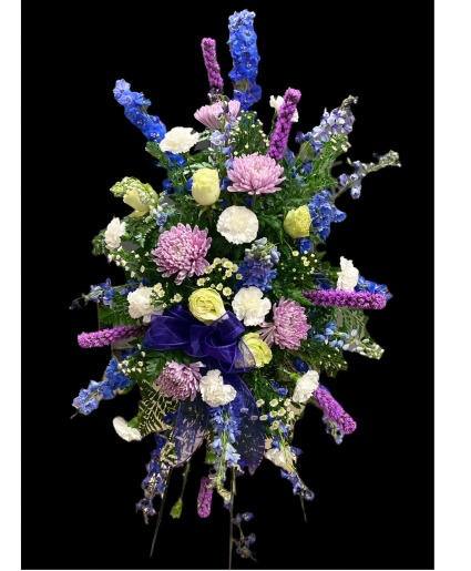 Blue , Purple, & white Spray Standing Spray