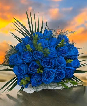 Blue Ecuadorian Rose bouquet  hand tied flowers
