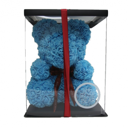 Blue Rose Teddy Bear 14 Inch  