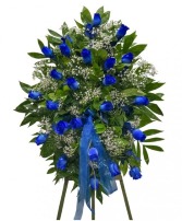 Blue Roses Standing Spray sympathy 