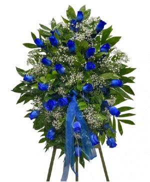 Blue Roses Standing Spray sympathy 