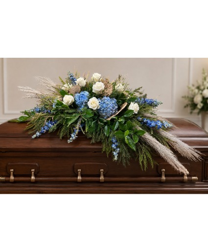 Blue Serenity Casket Spray