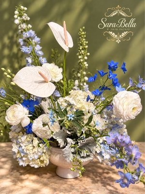 Blue Serenity modern porcelain white vase 