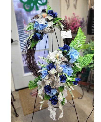 Blue silk wreath  Funeral 