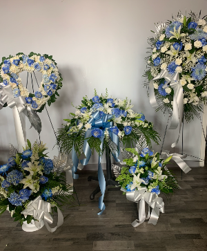 Blue Skies 4 peice package Funeral Flowers