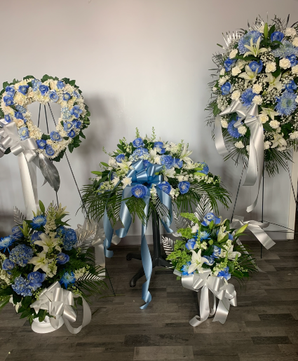Blue Skies 4 peice package Funeral Flowers